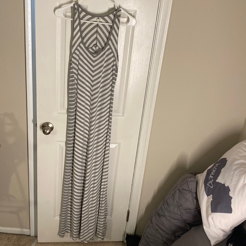 Grey and white maxi dress